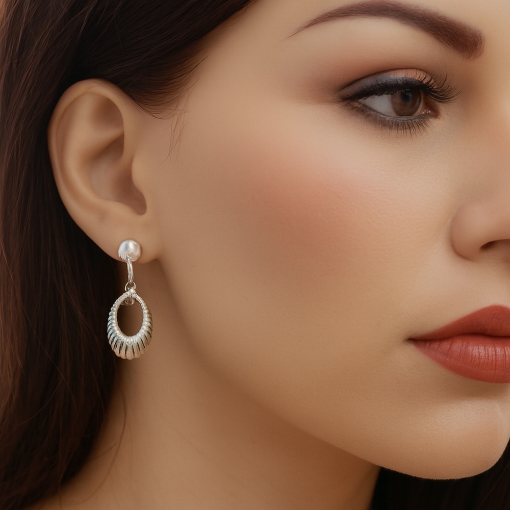 Women's Stunning Polished Silver tone Dainty Hoop Clip-on Drop Earrings, 1-inch